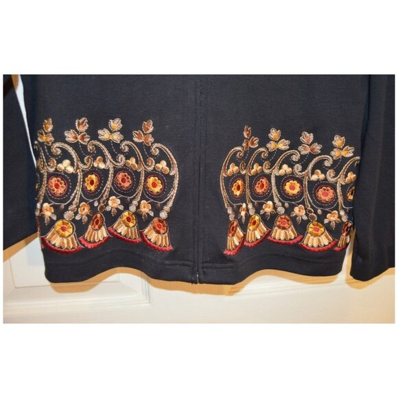 NEW Bechamel Petites Jacket "Blackness" Embroidered Long Sleeve Zip Up Size PS - Picture 3 of 5